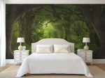 Slaapkamer fotobehang tropisch bos met diepte